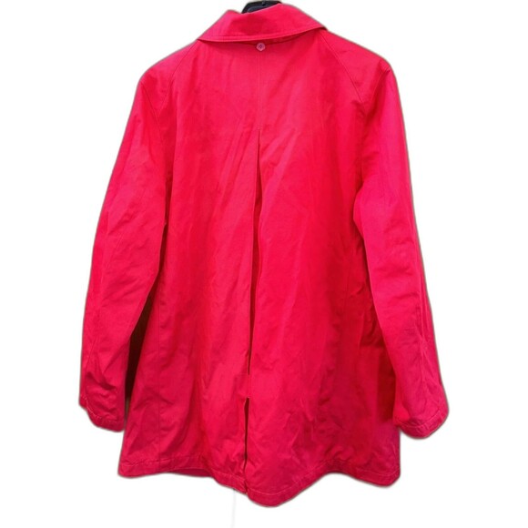 Michael Kors Red Rain Trench Coat Women L Lined Buckle Pockets Long Sleeve - Picture 7 of 14